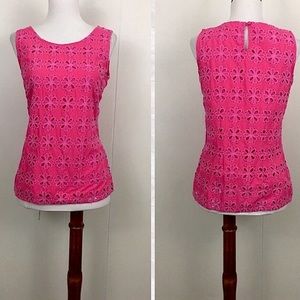 BODEN EYELET SHIRT Pink Lined Sleeveless 10